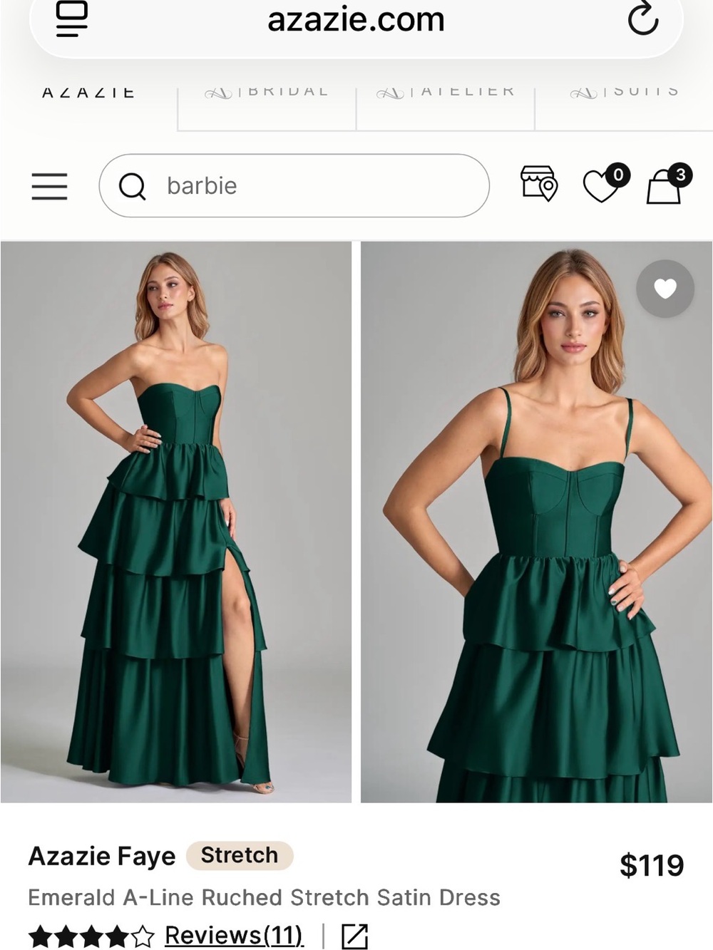 Azazie Emerald Strapless Tiered Maxi Gown - Picture 14 of 14